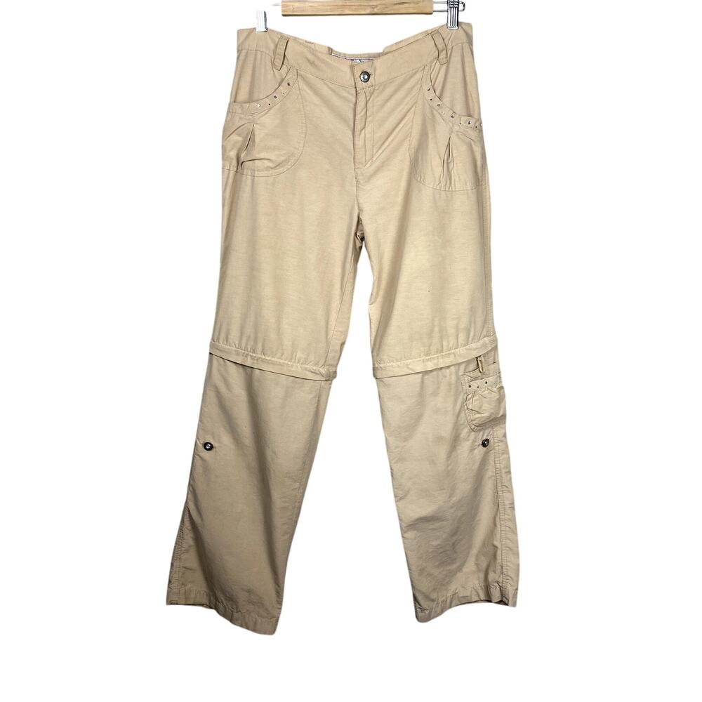 Vtg Y2K Periscope Chaki Convertable Rhinestone Fairy Boho Grunge‎ Straight Pant